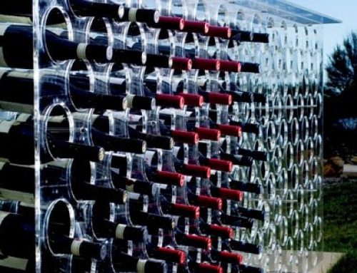 Bespoke clear acrylic wine rack for cellar