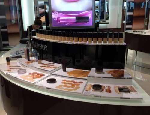 Laura Mercier curved cosmetic display