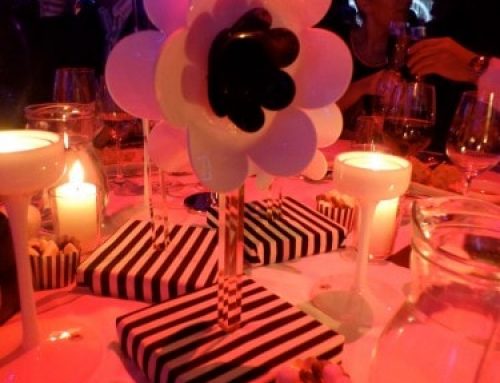 Black and white acrylic floral table decorations