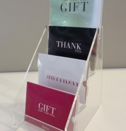 clear acrylic gift card stand