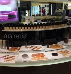 front on view of laura mercier make up display