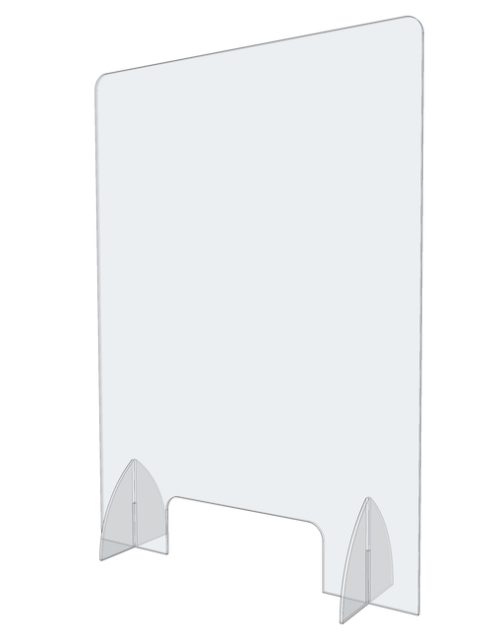 flat sneeze guard with cutout